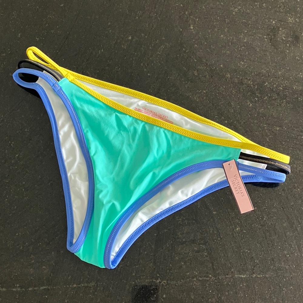 Victoria’s Secret strappy side cheeky bikini bottoms in seafoam glow green NWT